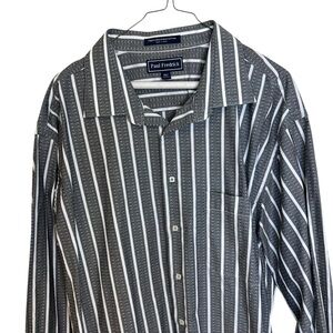Paul Fredrick Charcoal and White Striped Dress Shirt Finest Cotton